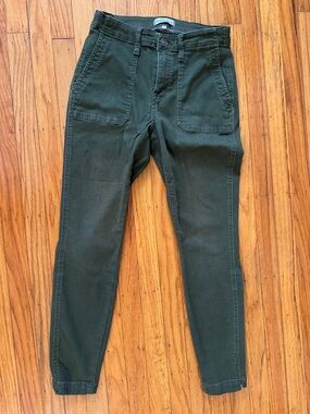 High-Rise Utility Jeans in Olive Green